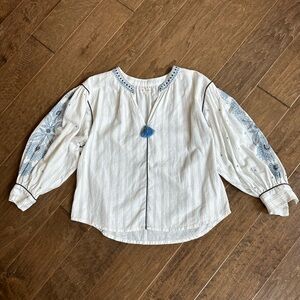 Roller Rabbit Embroidered Striped Blouse